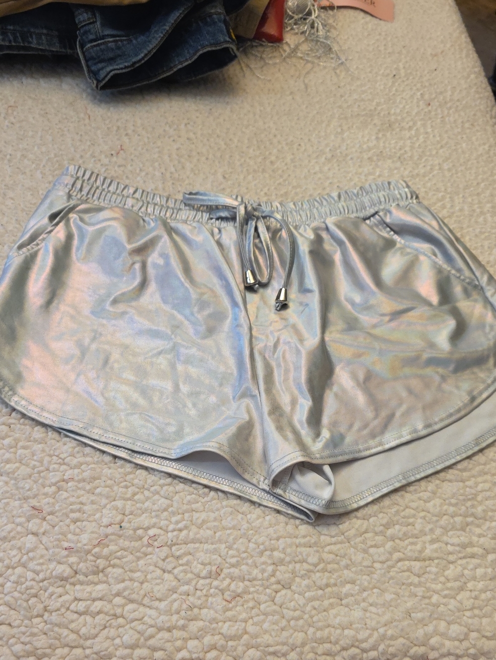 Holographic Silver Women's Drawstring Shorts